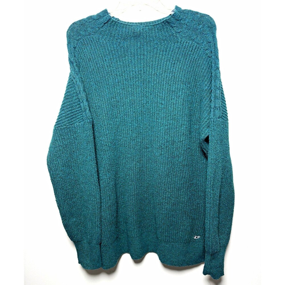 Vineyard Vines Women’s L Teal Crewneck Pullover Knit Sweater Solid Logo